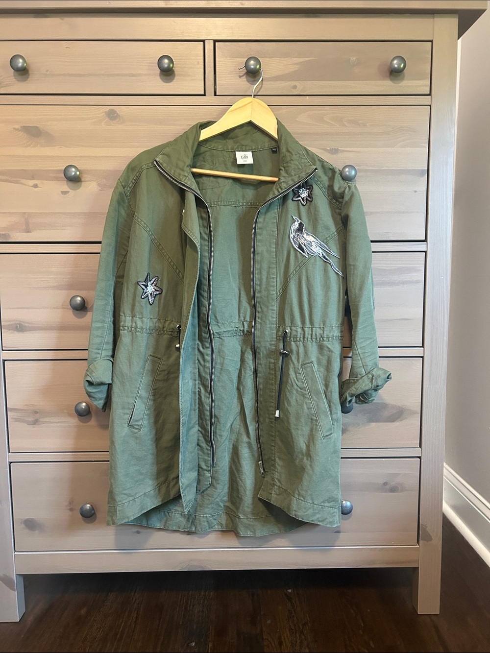 Olive Green Embroidered Utility Jacket
